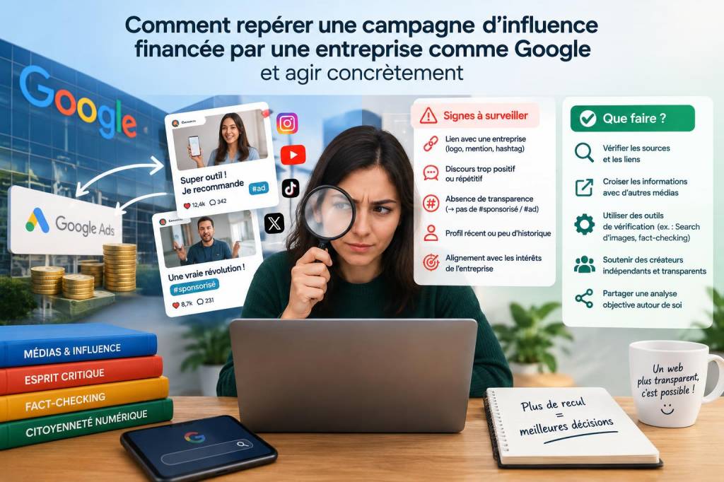 Comment repérer une campagne d'influence financée par une entreprise comme google et agir concrètement